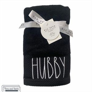 Rae Dunn HUBBY WIFEY 2 Set Hand Towels
